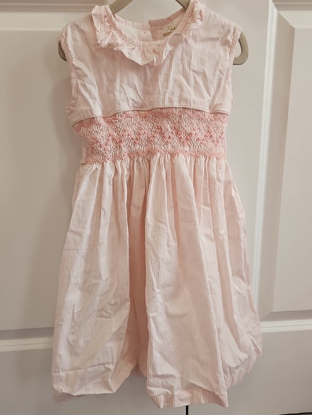 Sleeveless Pink Smocked Waist Girls' Dress